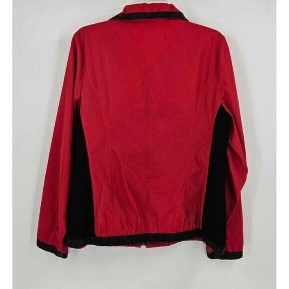 Zenergy by Chicos Womens Sz 1 (Sz S) Doris Pieced Windbreaker Jacket Red/Black - Picture 2 of 4
